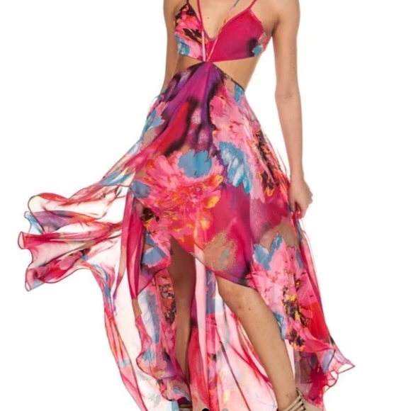 Summer Cutout Fuchsia Maxi Dress - Picture 3 of 8